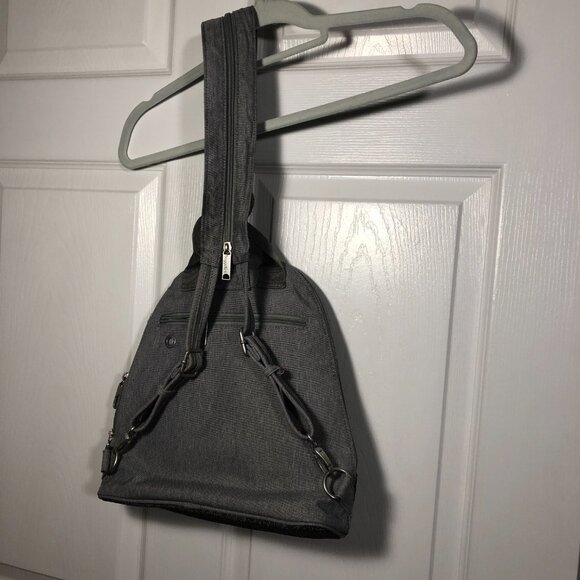 Baggallini Women triangle shaped gray backpack, convertible main image 11